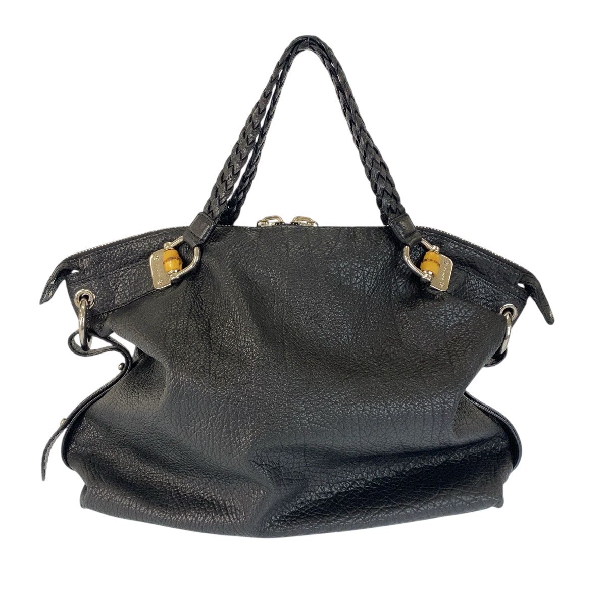 22142
GUCCI グッチ バンブー ブラック 黒 シルバー金具 レザー 232927 トートバッグ ショルダーバッグ レディース ABP63