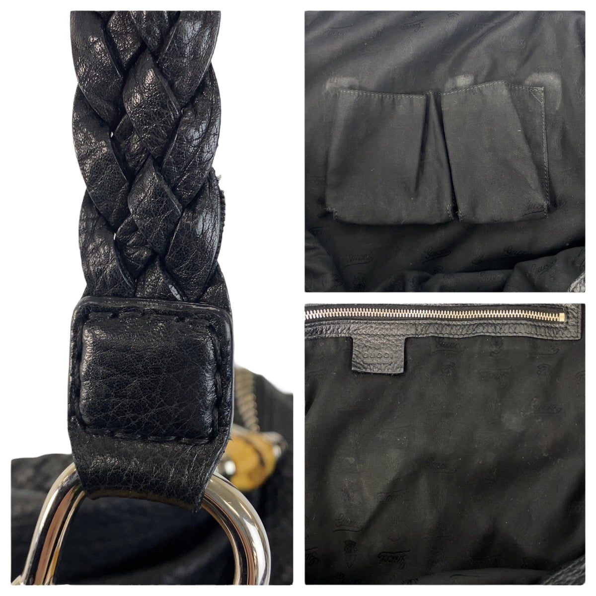 22142
GUCCI グッチ バンブー ブラック 黒 シルバー金具 レザー 232927 トートバッグ ショルダーバッグ レディース ABP63