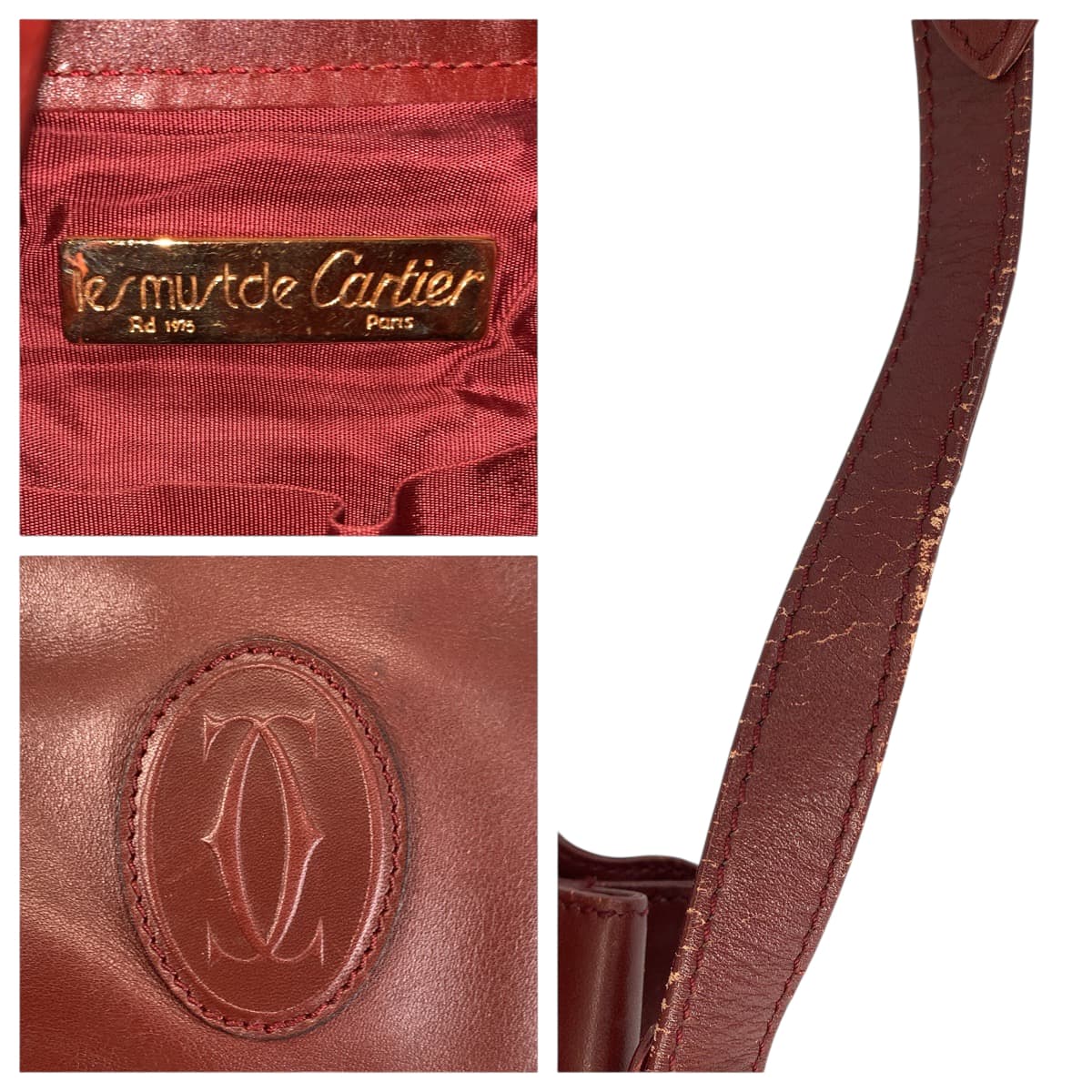 22144
CARTIER カルティエ マストライン ボルドー ゴールド金具 レザー ショルダーバッグ レディース B5