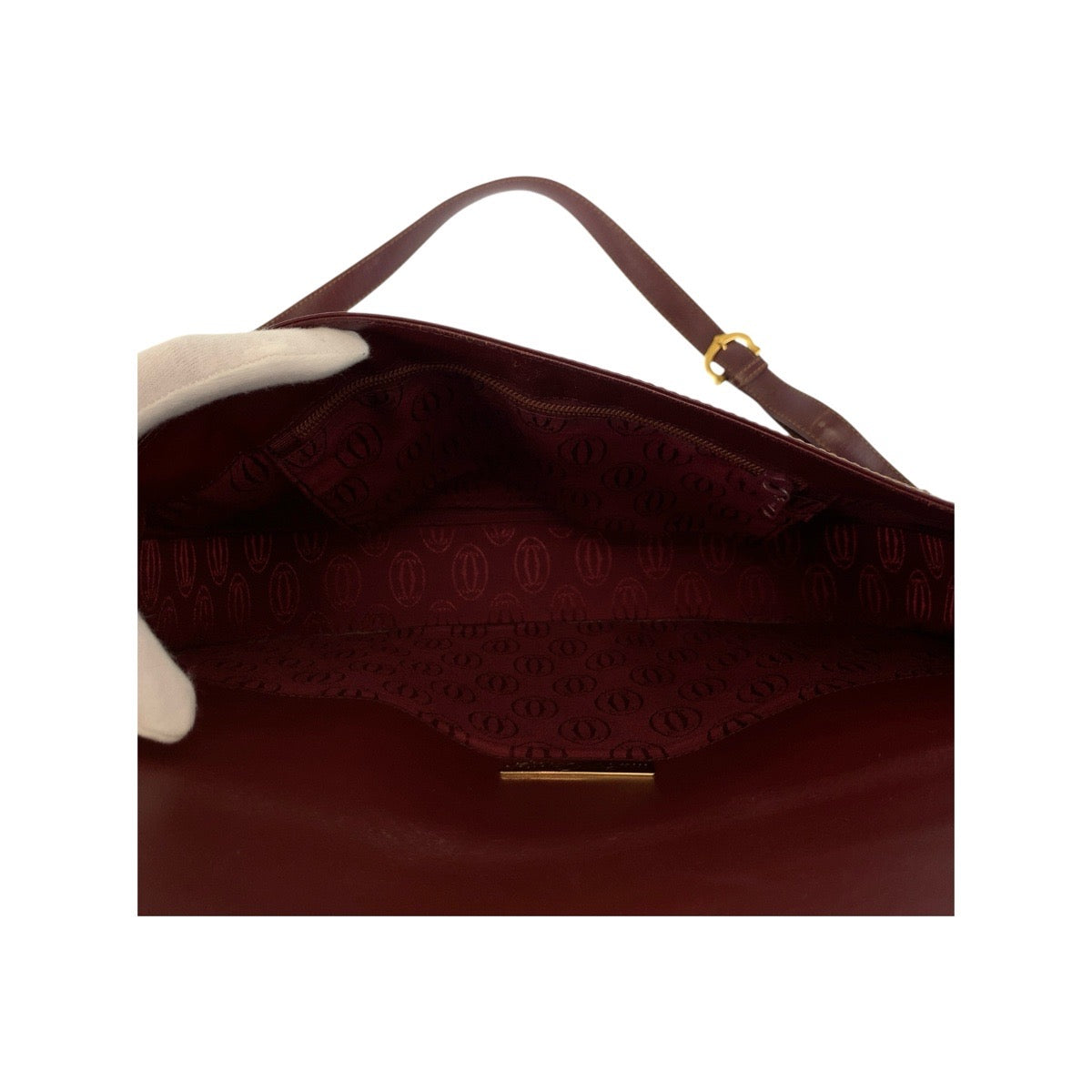 22145
CARTIER カルティエ マストライン ボルドー ゴールド金具 レザー ショルダーバッグ ポシェット AB7