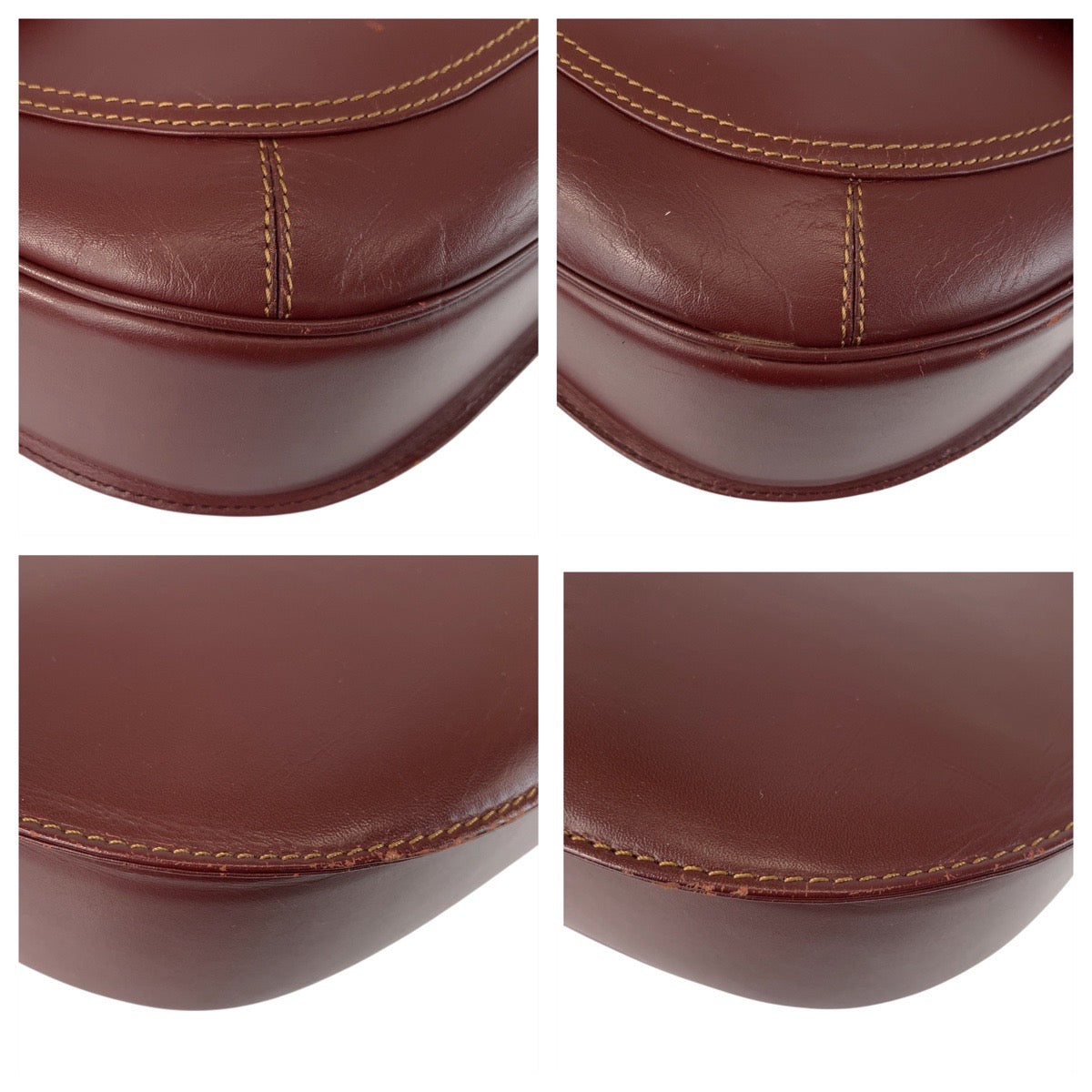 22145
CARTIER カルティエ マストライン ボルドー ゴールド金具 レザー ショルダーバッグ ポシェット AB7