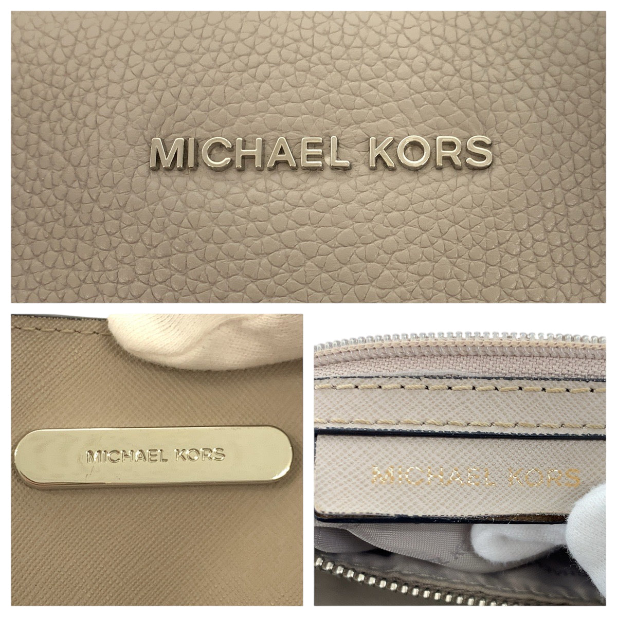 22146
Michael Kors マイケルコース グレー ホワイト ブラック シルバー金具 レザー トートバッグ ハンドバッグ レディース AB7