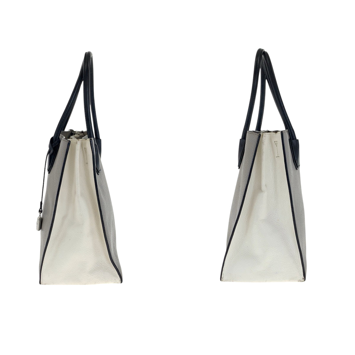 22146
Michael Kors マイケルコース グレー ホワイト ブラック シルバー金具 レザー トートバッグ ハンドバッグ レディース AB7