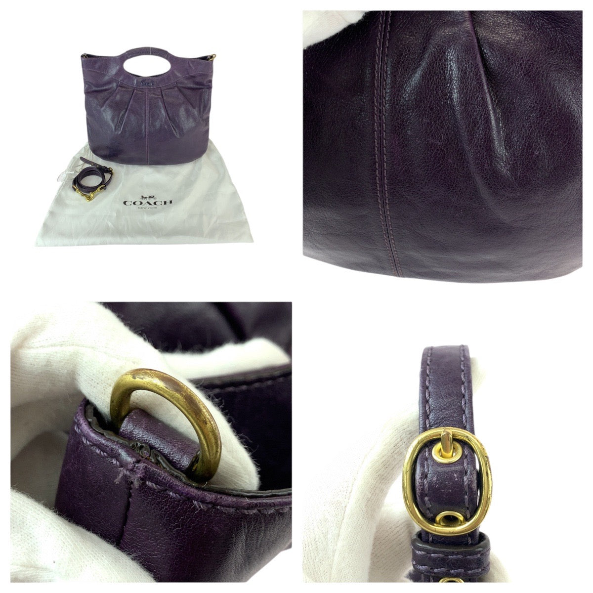 22148
COACH コーチ 2way パープル ゴールド金具 レザー E0967 ショルダーバッグ ハンドバッグ レディース ABP12