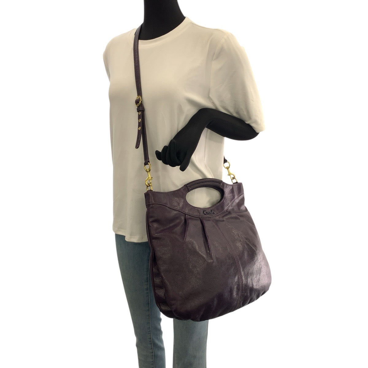 22148
COACH コーチ 2way パープル ゴールド金具 レザー E0967 ショルダーバッグ ハンドバッグ レディース ABP12