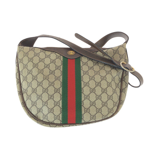 22150
GUCCI グッチ シェリーライン ベージュ ブラウン GGスプリームキャンバス / レザー ショルダーバッグ ポシェット レディース ABP28