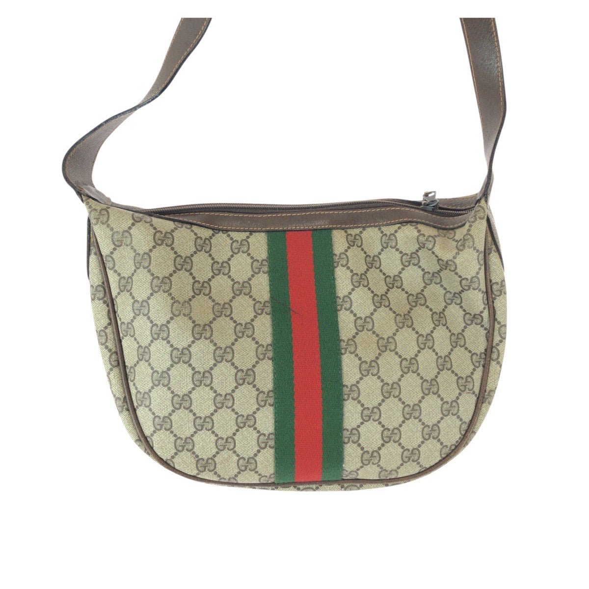 22150
GUCCI グッチ シェリーライン ベージュ ブラウン GGスプリームキャンバス / レザー ショルダーバッグ ポシェット レディース ABP28