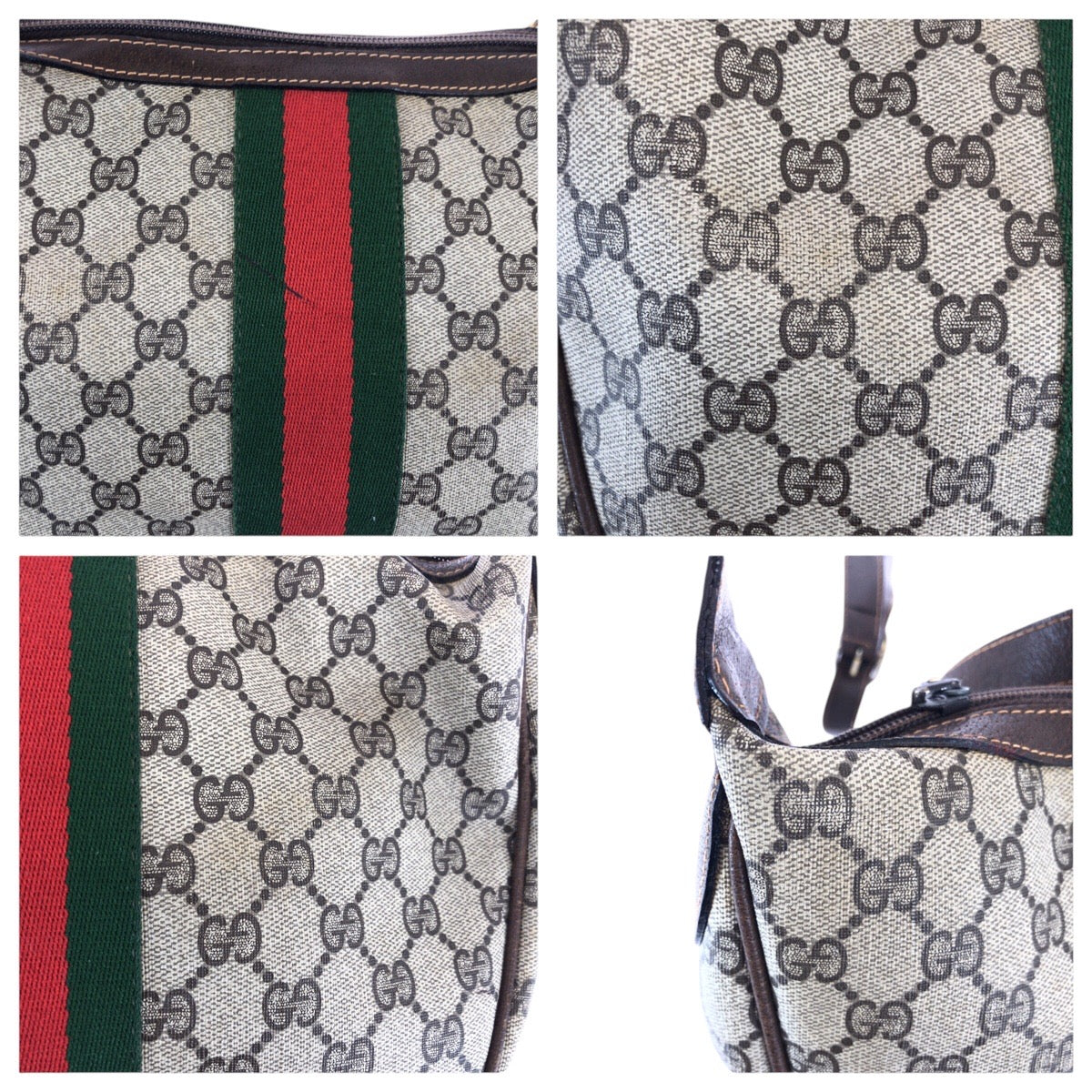 22150
GUCCI グッチ シェリーライン ベージュ ブラウン GGスプリームキャンバス / レザー ショルダーバッグ ポシェット レディース ABP28