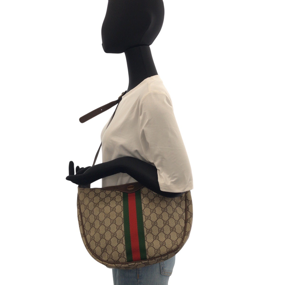 22150
GUCCI グッチ シェリーライン ベージュ ブラウン GGスプリームキャンバス / レザー ショルダーバッグ ポシェット レディース ABP28