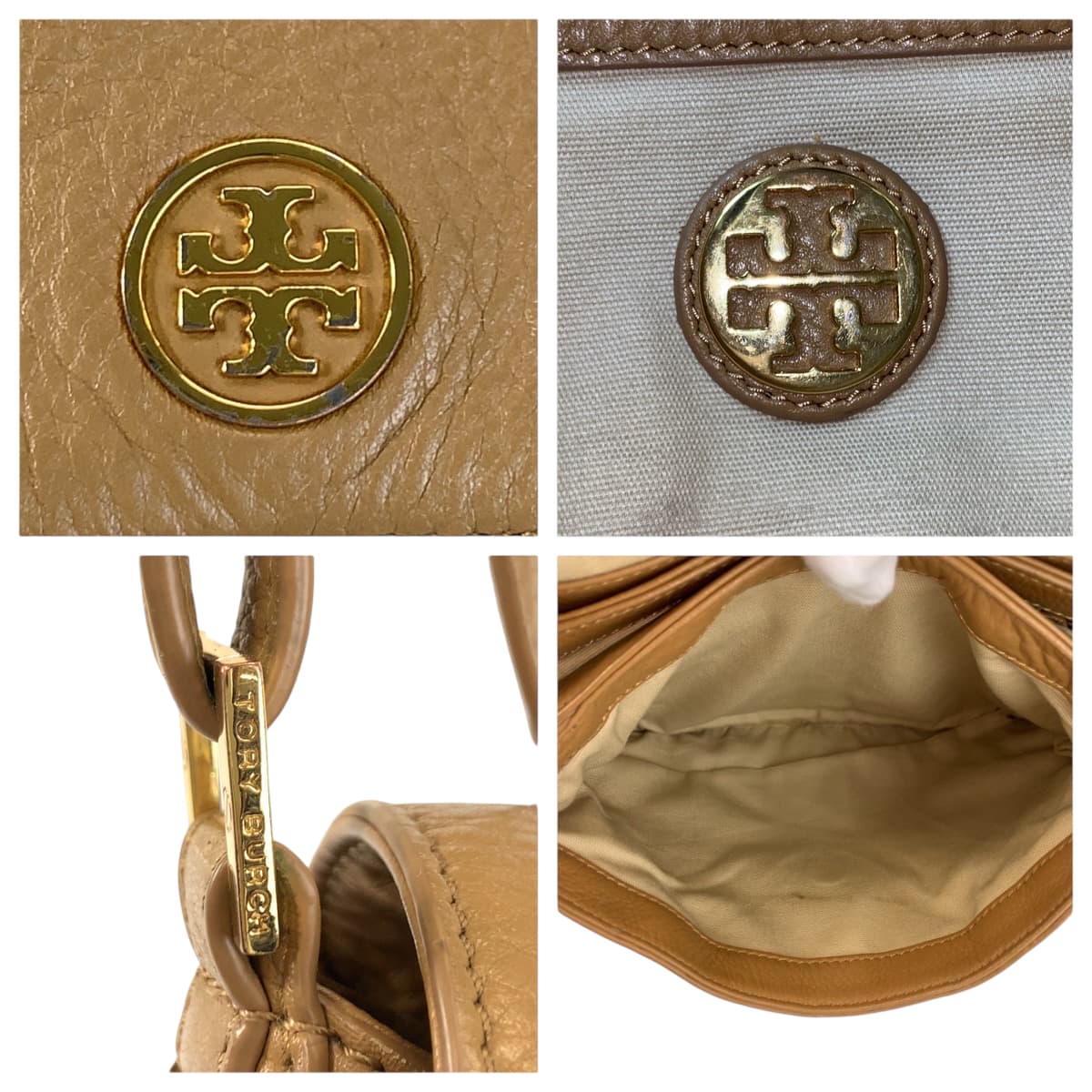 22153
Tory Burch トリーバーチ ベージュ キャメル ゴールド金具 レザー ショルダーバッグ ポシェット レディース AB7
