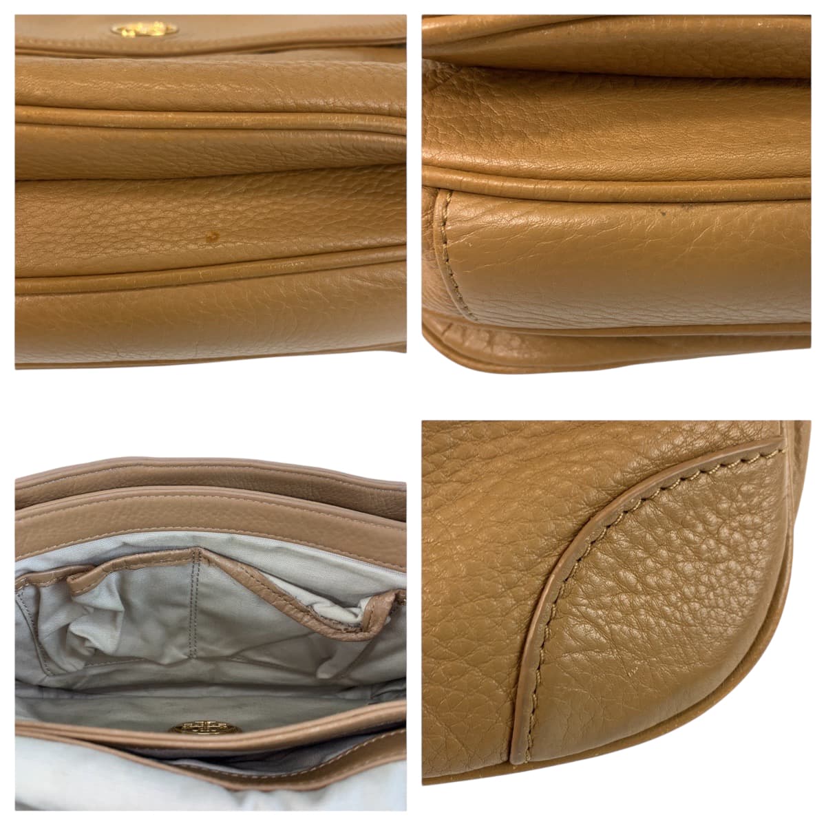 22153
Tory Burch トリーバーチ ベージュ キャメル ゴールド金具 レザー ショルダーバッグ ポシェット レディース AB7