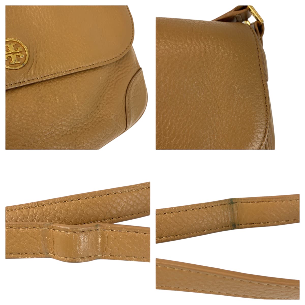 22153
Tory Burch トリーバーチ ベージュ キャメル ゴールド金具 レザー ショルダーバッグ ポシェット レディース AB7