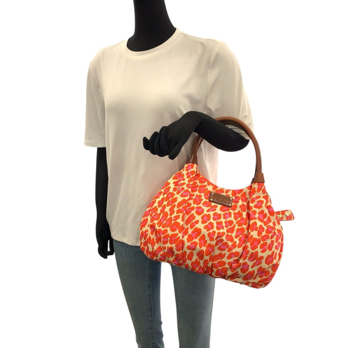 22154
Kate Spade ケイトスペード オレンジ ブラウン ゴールド金具 ナイロン / レザー PXRU1696 トートバッグ ショルダーバッグ レディース A8