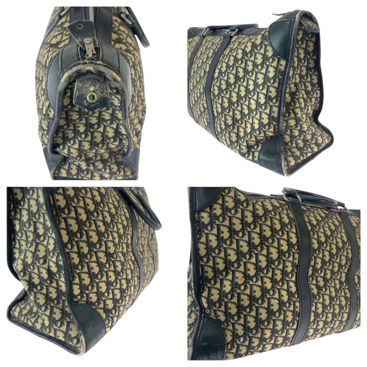 22160
Christian Dior クリスチャンディオール トロッター ネイビー ベージュ シルバー金具 キャンバス / レザー ボストンバッグ トラベルバッグ ハンドバッグ レディース AB42