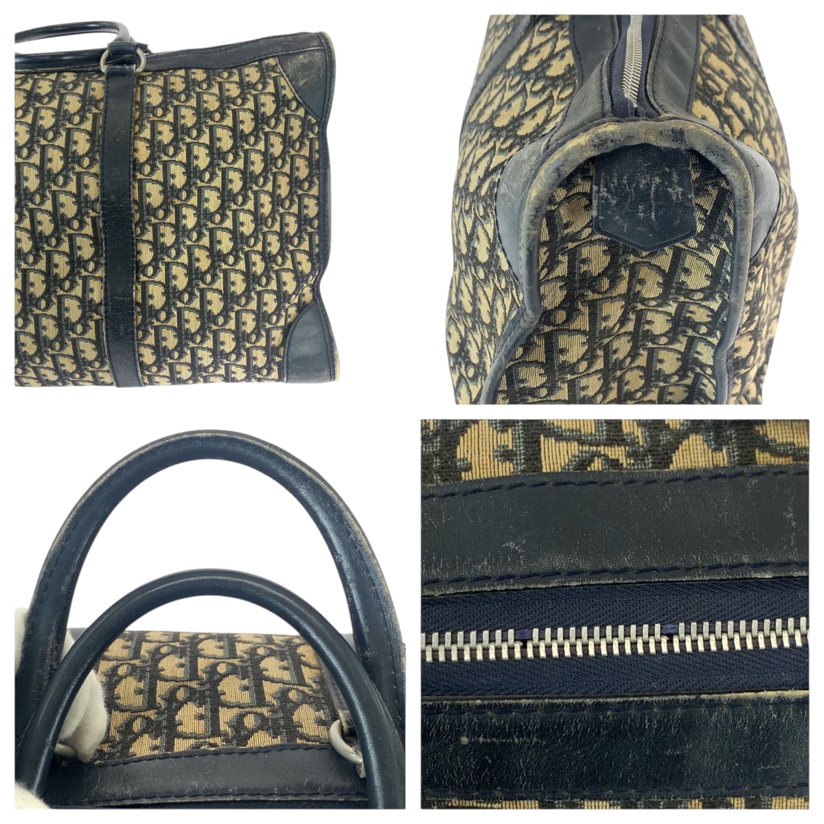 22160
Christian Dior クリスチャンディオール トロッター ネイビー ベージュ シルバー金具 キャンバス / レザー ボストンバッグ トラベルバッグ ハンドバッグ レディース AB42