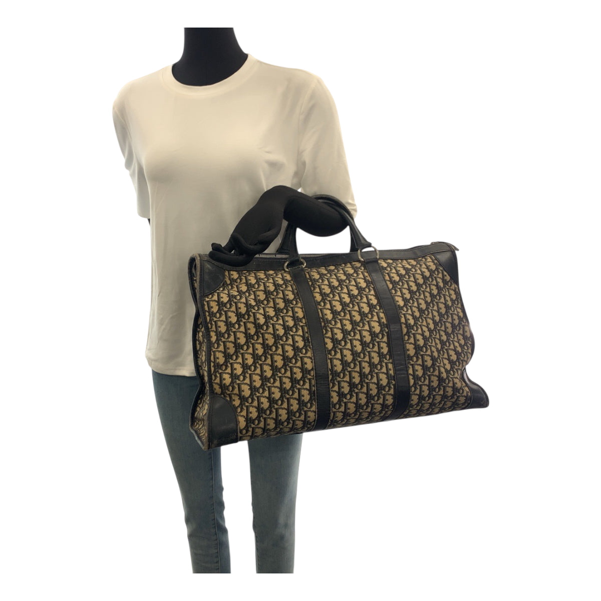 22160
Christian Dior クリスチャンディオール トロッター ネイビー ベージュ シルバー金具 キャンバス / レザー ボストンバッグ トラベルバッグ ハンドバッグ レディース AB42