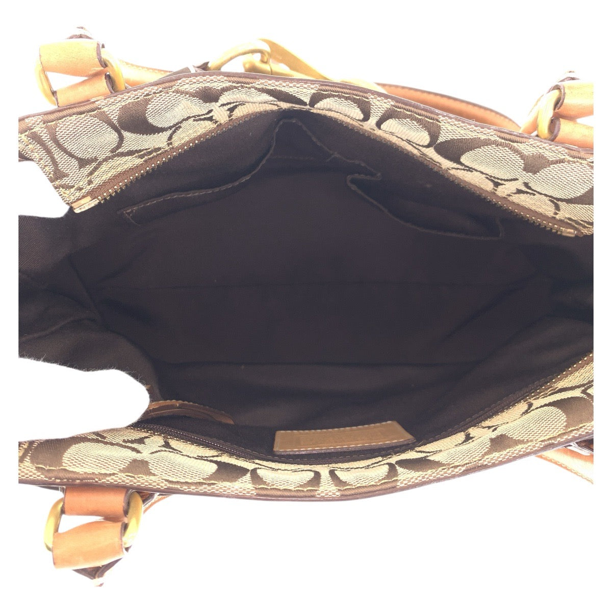 22163
COACH コーチ シグネチャー タッセル ブラウン ベージュ ゴールド金具 キャンバス / レザー 10508 トートバッグ ハンドバッグ レディース AB5