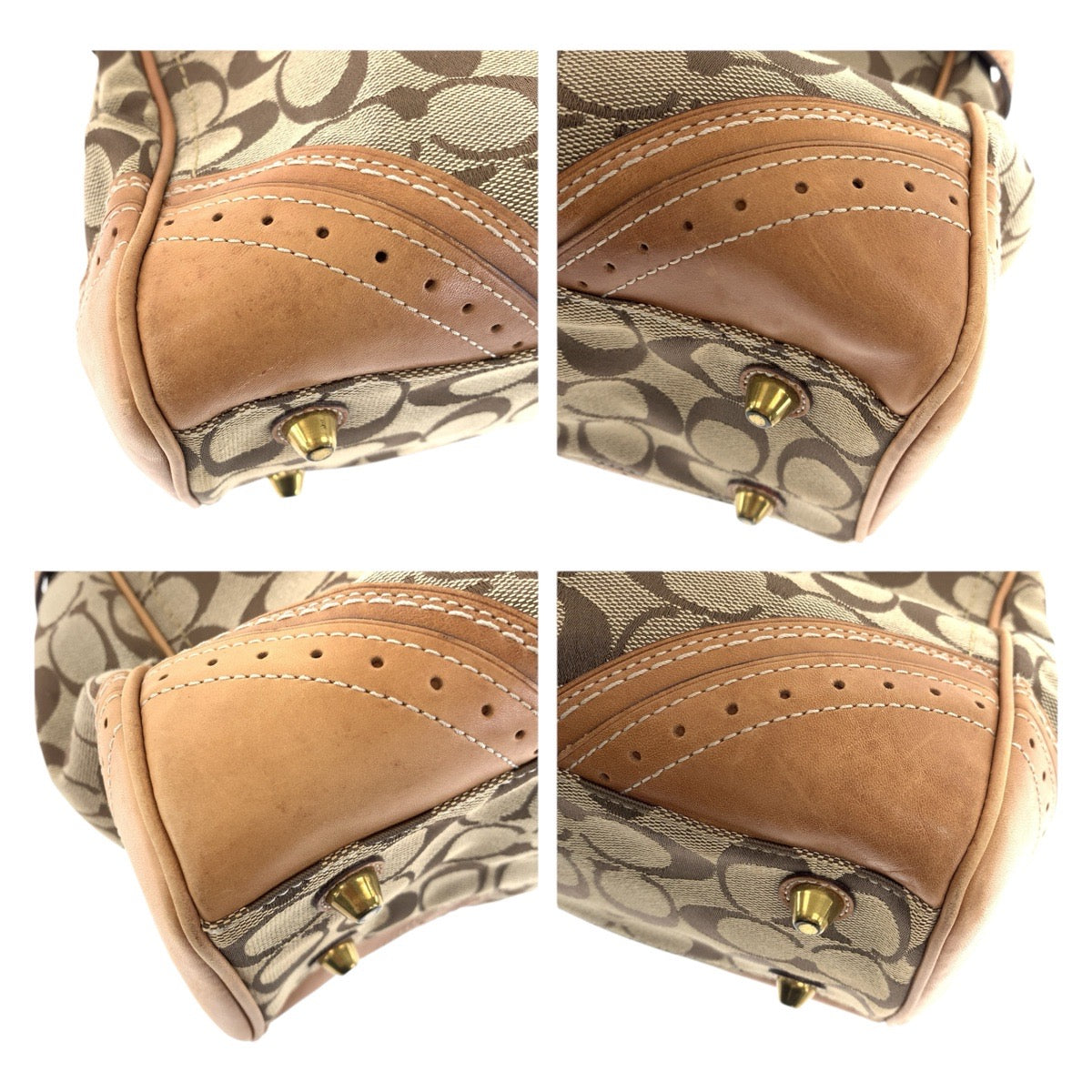 22163
COACH コーチ シグネチャー タッセル ブラウン ベージュ ゴールド金具 キャンバス / レザー 10508 トートバッグ ハンドバッグ レディース AB5