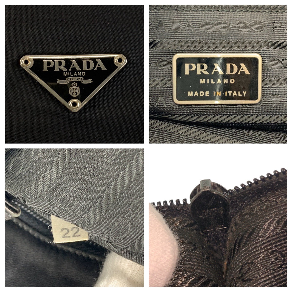 22164
PRADA Tessuto Triangle Logo Plate Black Silver Hardware Nylon Tote Bag Shoulder Bag Ladies AB30