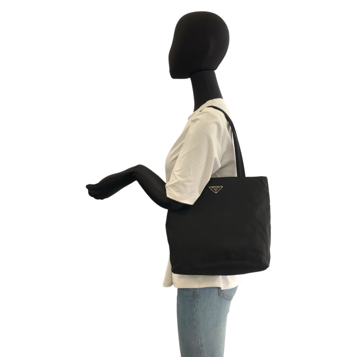 22164
PRADA Tessuto Triangle Logo Plate Black Silver Hardware Nylon Tote Bag Shoulder Bag Ladies AB30