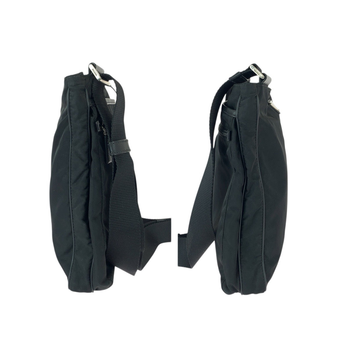 22165
PRADA プラダ テスート 三角ロゴプレート ブラック 黒 シルバー金具 ナイロン ショルダーバッグ メッセンジャーバッグ レディース ABP40