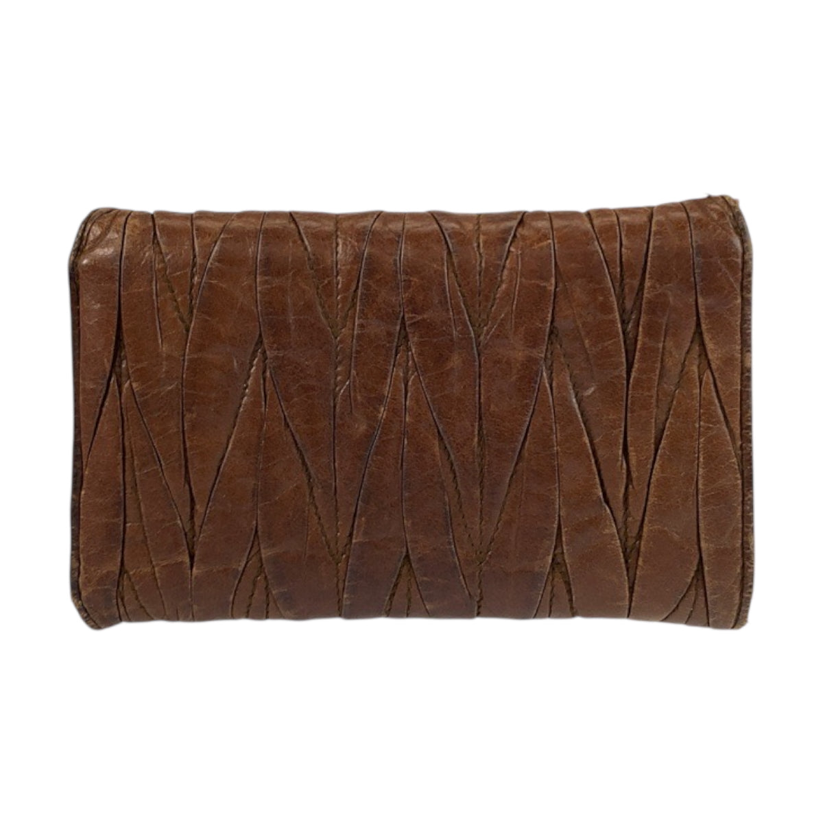 22167
MIUMIU Miu Miu Matelassé Brown Gold Hardware Leather 194 Bi-fold Wallet Compact Wallet Women's B3