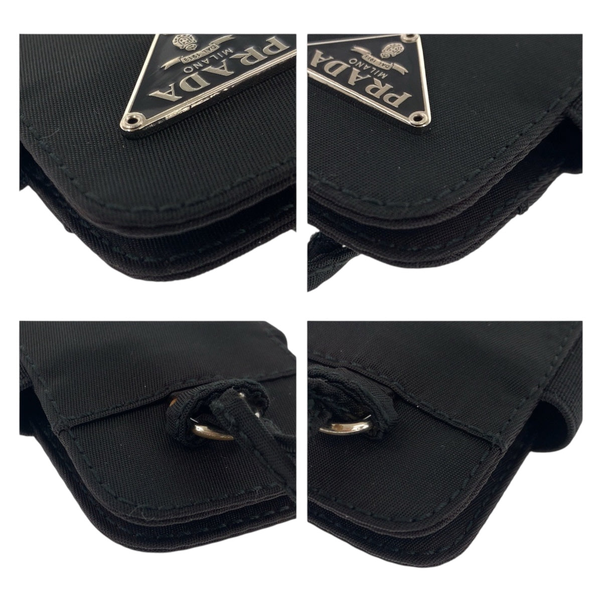 22170
PRADA プラダ テスート 三角ロゴプレート ブラック 黒 シルバー金具 ナイロン 携帯ケース シガレットケース IQOSケース 男女兼用 メンズ ABP2
