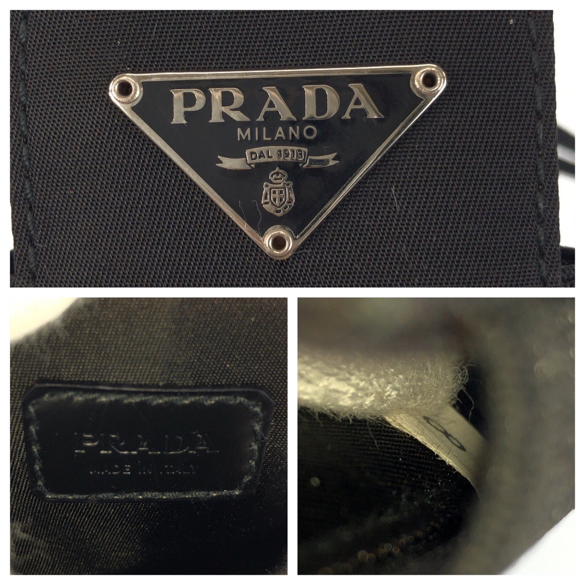 22171
PRADA プラダ 三角ロゴプレート テスート ブラック 黒 シルバー金具 ナイロン 小物ケース マルチケース アイコスケース レディース A2
