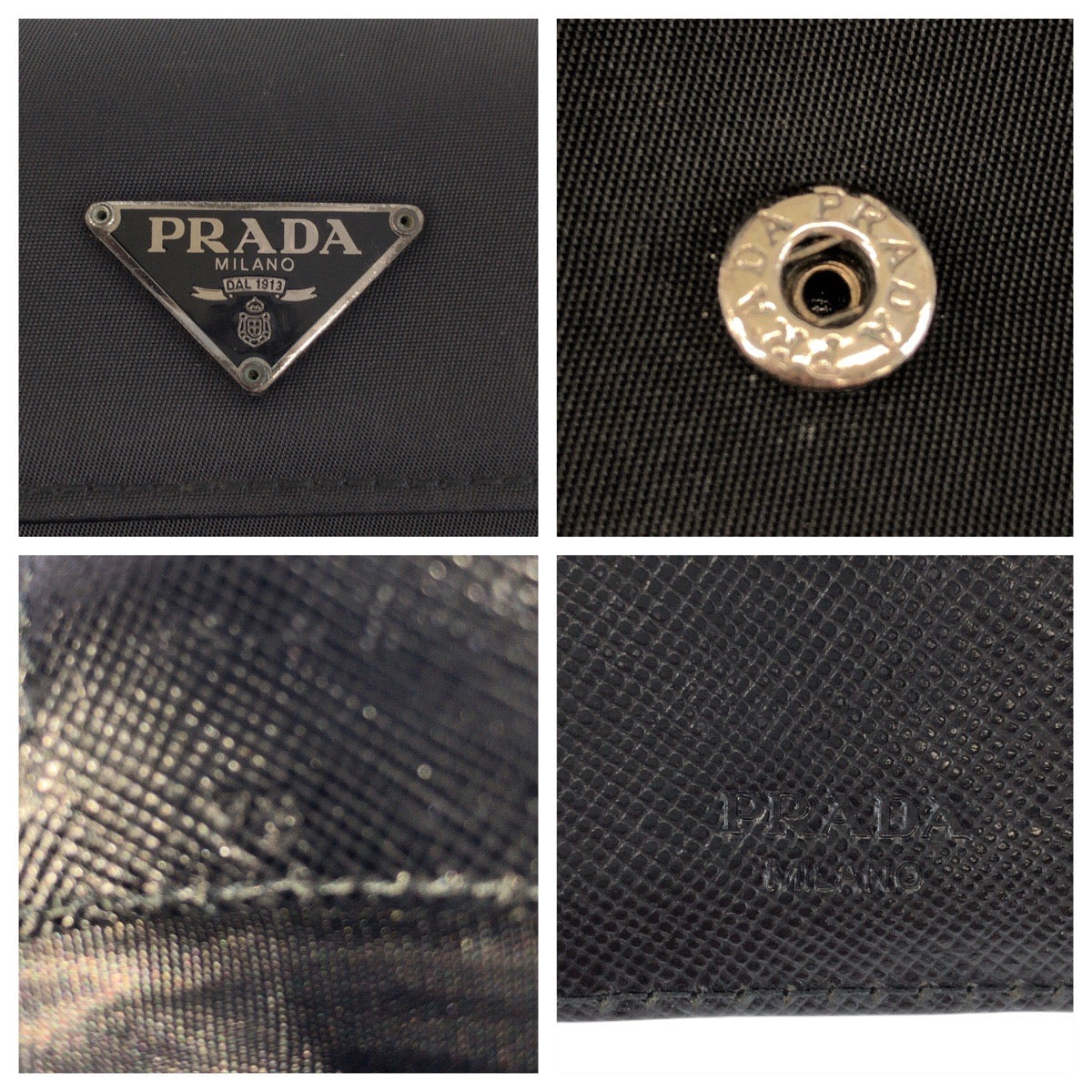 22173
PRADA Tessuto Triangle Logo Plate Black Silver Hardware Nylon / Leather 73 Bi-fold Wallet Compact Wallet Women's AB