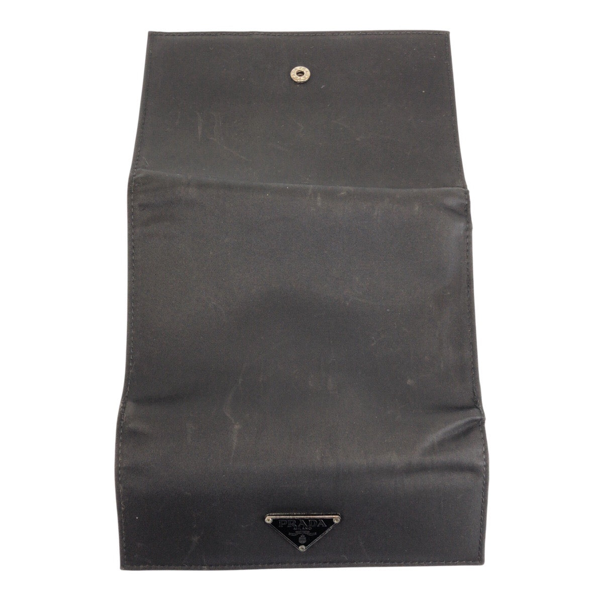 22173
PRADA Tessuto Triangle Logo Plate Black Silver Hardware Nylon / Leather 73 Bi-fold Wallet Compact Wallet Women's AB