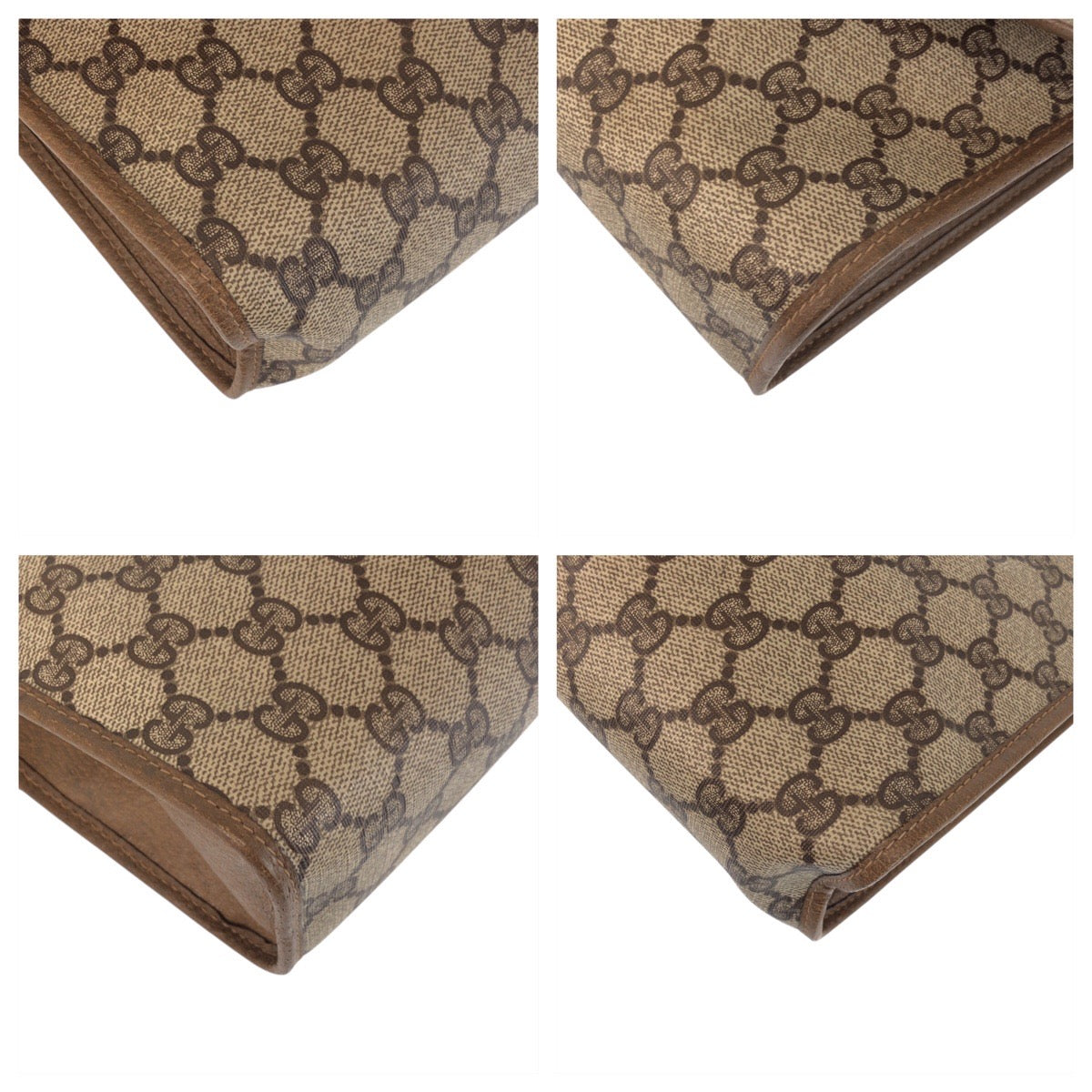 22174
GUCCI Vintage Sherry Line Old Gucci Beige Brown Gold Hardware PVC / Leather 89 01 031 Clutch Bag Second Bag Men's ABP23
