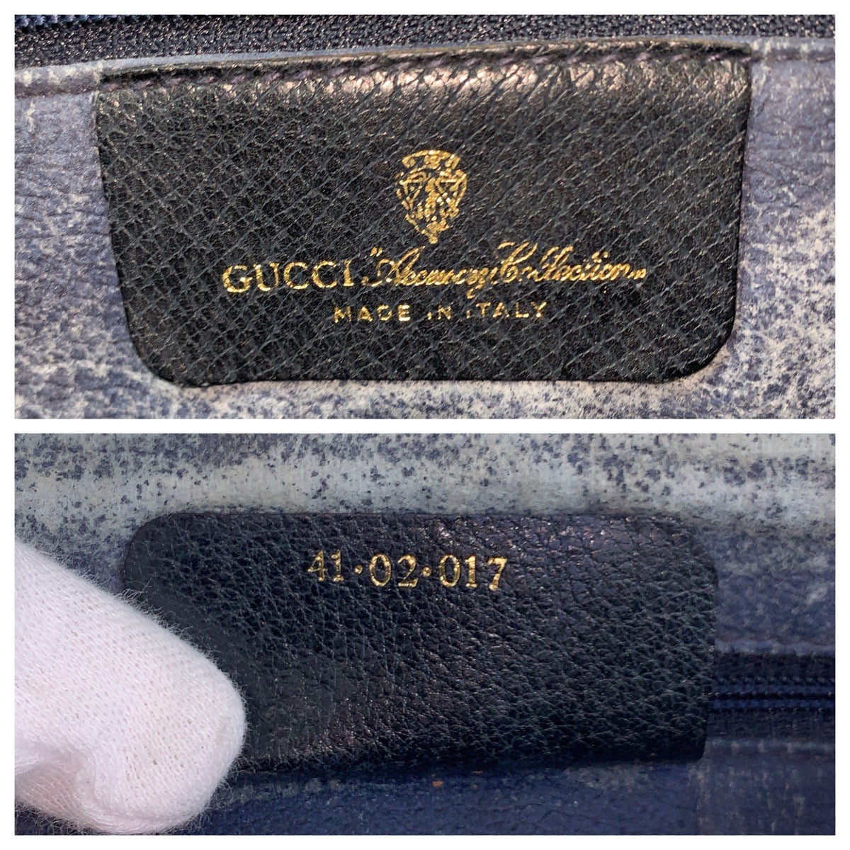 22176
GUCCI Vintage Sherry Line Gray Navy Gold Hardware GG Supreme Canvas 41 02 017 Clutch Bag Second Bag Men's AB15