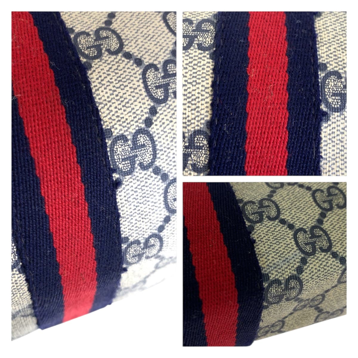 22176
GUCCI Vintage Sherry Line Gray Navy Gold Hardware GG Supreme Canvas 41 02 017 Clutch Bag Second Bag Men's AB15