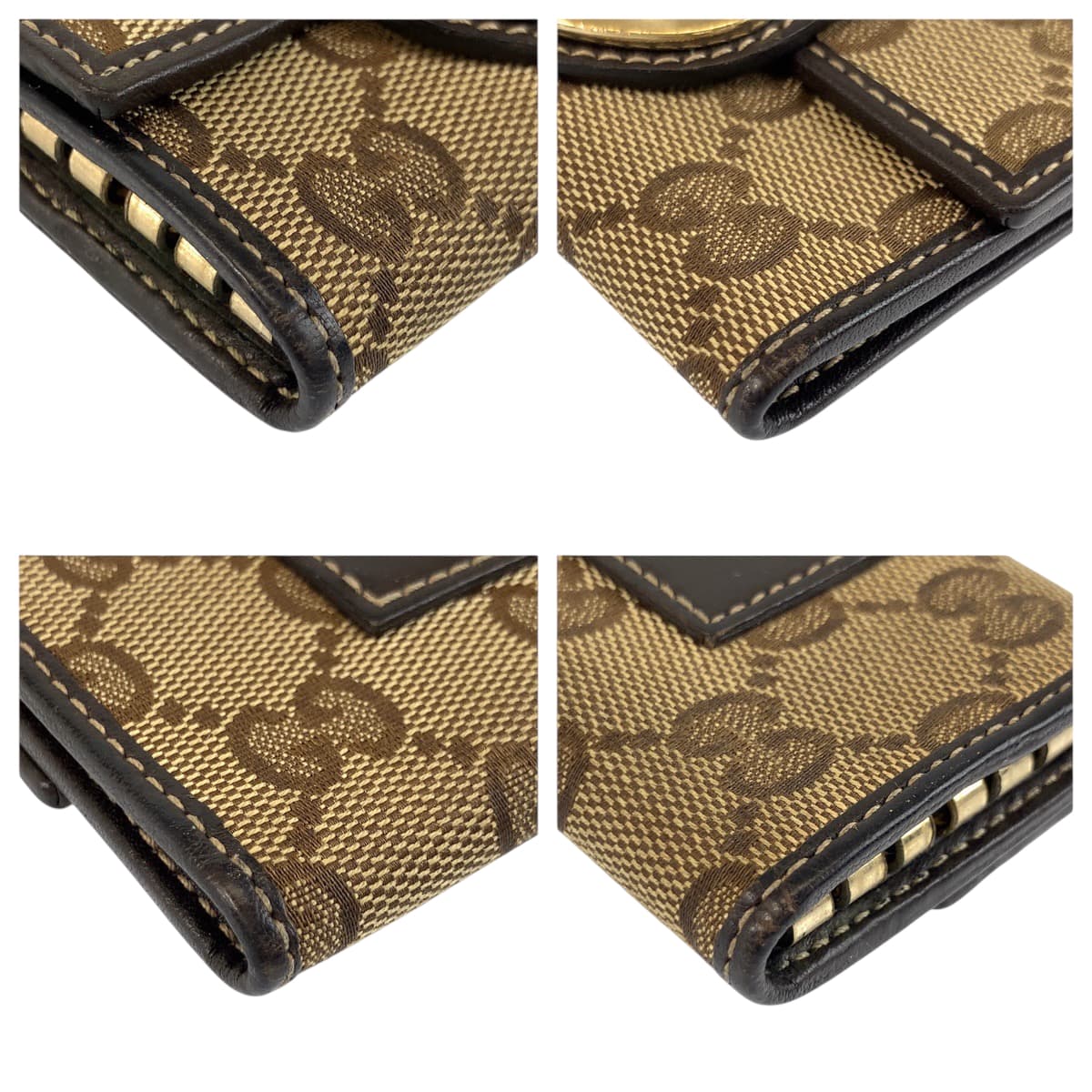 22181
GUCCI Beige Brown Gold Hardware GG Canvas / Leather 203551 Key Case 6 Hooks Women's B2