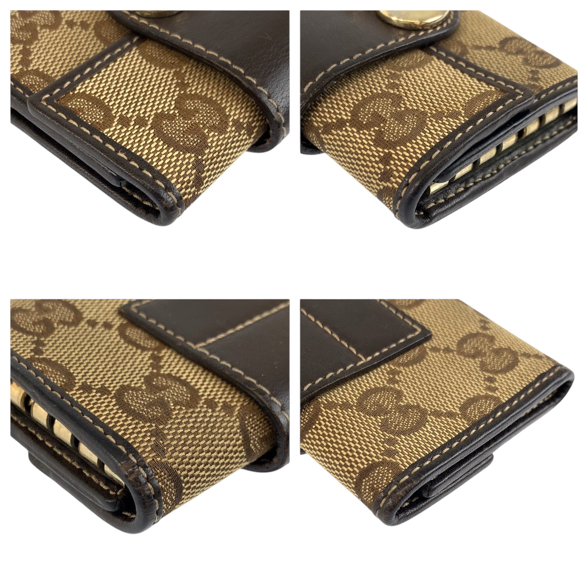 22181
GUCCI Beige Brown Gold Hardware GG Canvas / Leather 203551 Key Case 6 Hooks Women's B2