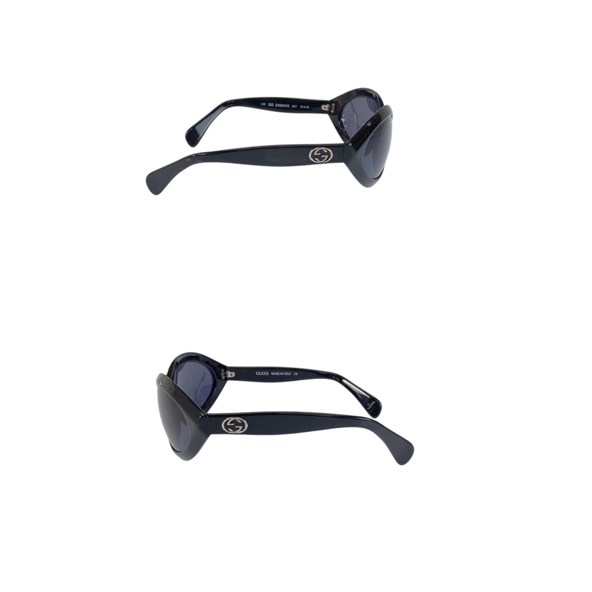 22182
GUCCI グッチ インターロッキング ブラック 黒 シルバー金具 プラスチック GG 2402/N/S 807 61□19 サングラス 男女兼用 オーバル レディース AB7