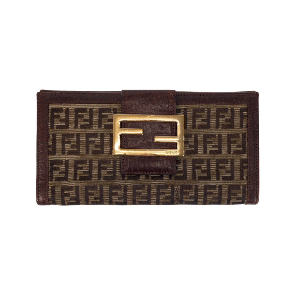 22184
FENDI フェンディ ズッカ ブラウン ベージュ ゴールド金具 レザー / キャンバス 89179 長財布 ロングウォレット レディース AB5