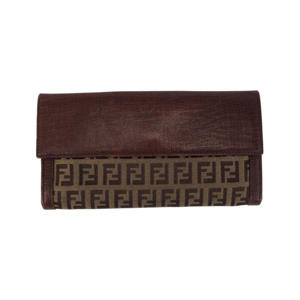 22184
FENDI フェンディ ズッカ ブラウン ベージュ ゴールド金具 レザー / キャンバス 89179 長財布 ロングウォレット レディース AB5