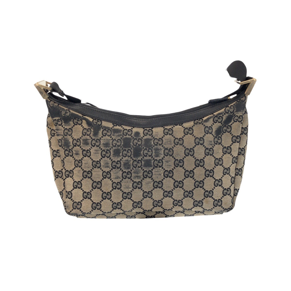 22186
GUCCI グッチ ベージュ ブラック ゴールド金具 GGキャンバス / レザー 019 0433 ショルダーバッグ ポシェット レディース B6