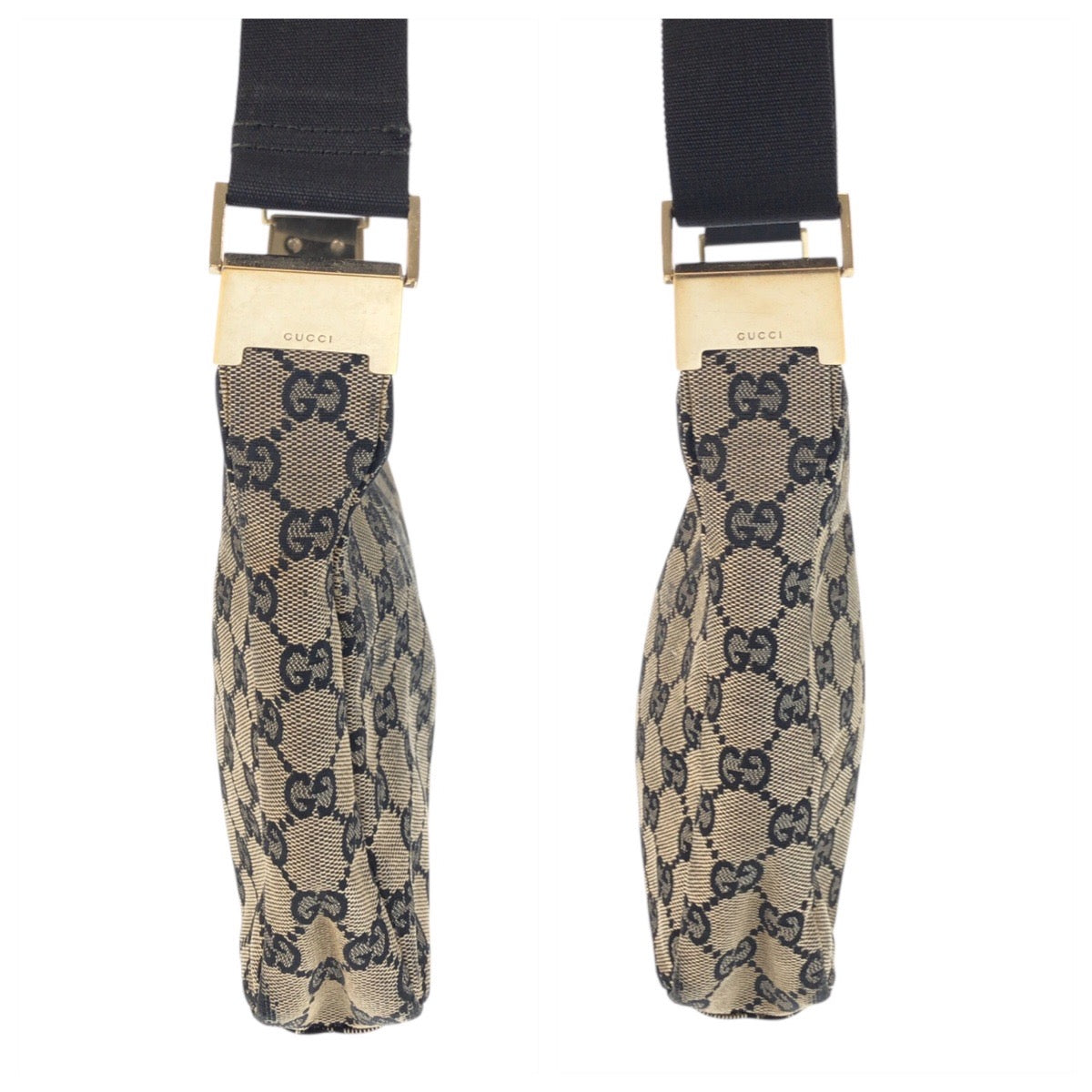 22186
GUCCI グッチ ベージュ ブラック ゴールド金具 GGキャンバス / レザー 019 0433 ショルダーバッグ ポシェット レディース B6