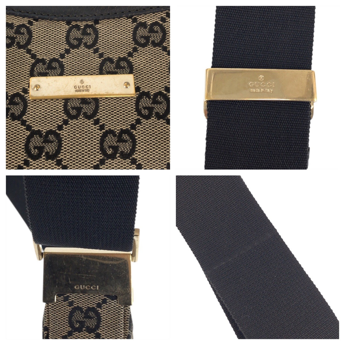 22186
GUCCI グッチ ベージュ ブラック ゴールド金具 GGキャンバス / レザー 019 0433 ショルダーバッグ ポシェット レディース B6