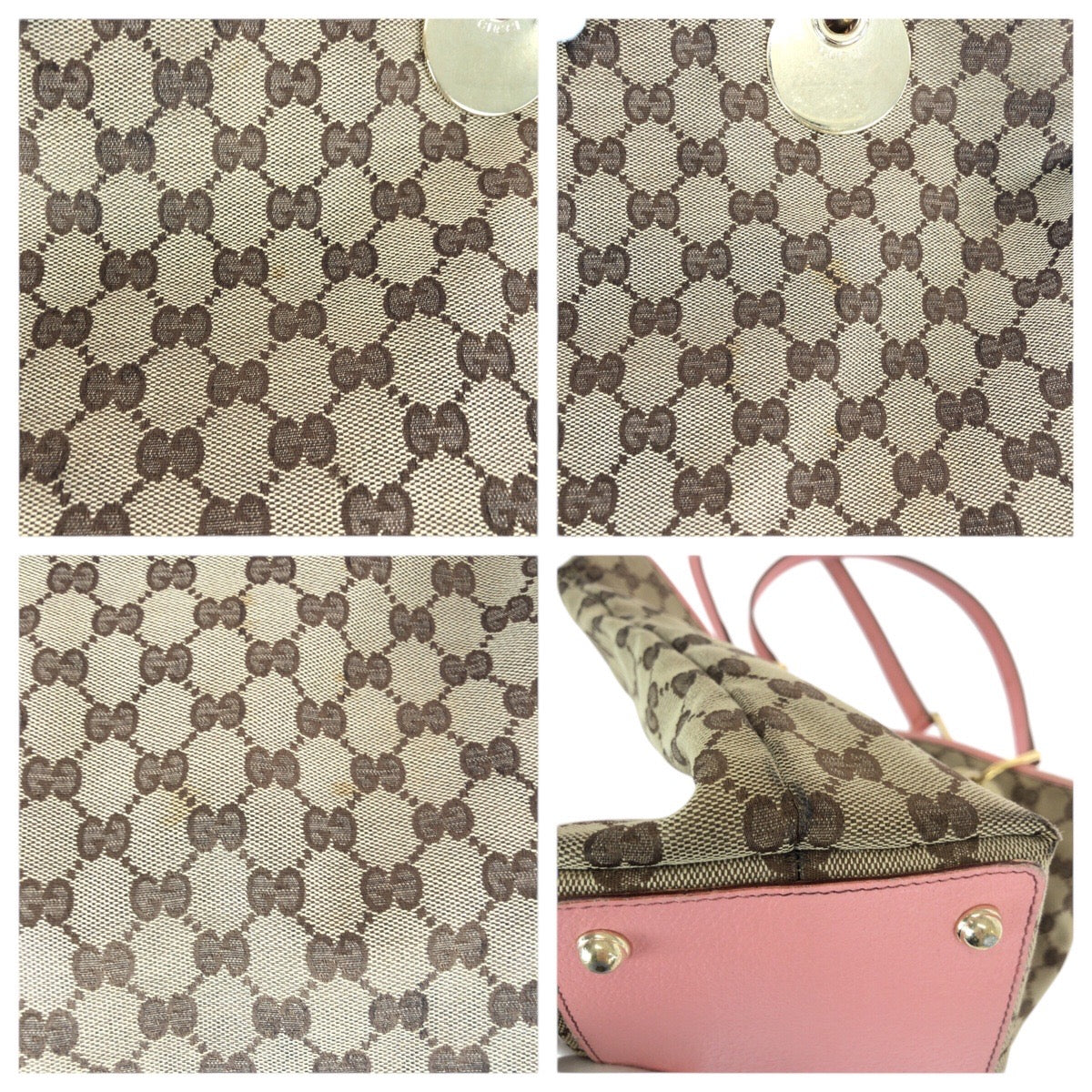 22187
GUCCI グッチ ブラウン ベージュ ピンク GGキャンバス / レザー 120836 トートバッグ ショルダーバッグ レディース AB10
