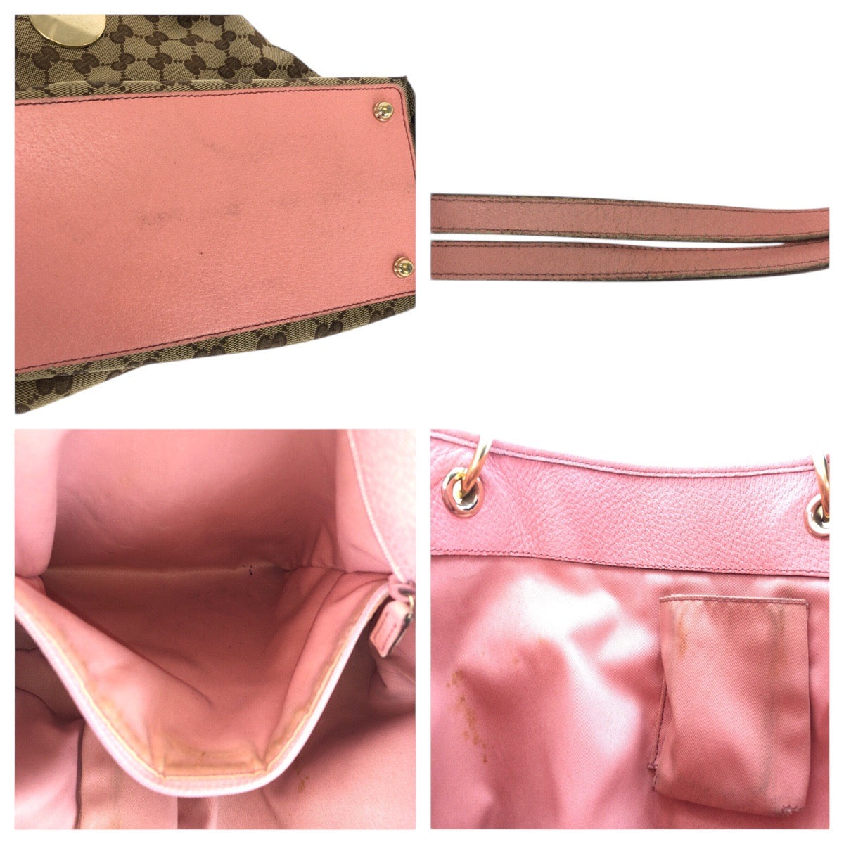 22187
GUCCI グッチ ブラウン ベージュ ピンク GGキャンバス / レザー 120836 トートバッグ ショルダーバッグ レディース AB10