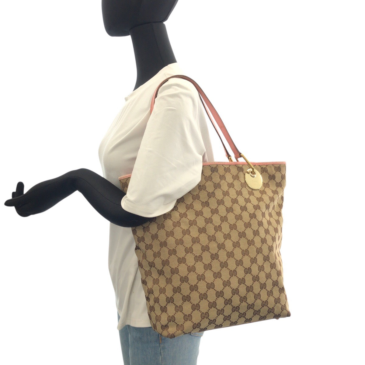 22187
GUCCI グッチ ブラウン ベージュ ピンク GGキャンバス / レザー 120836 トートバッグ ショルダーバッグ レディース AB10