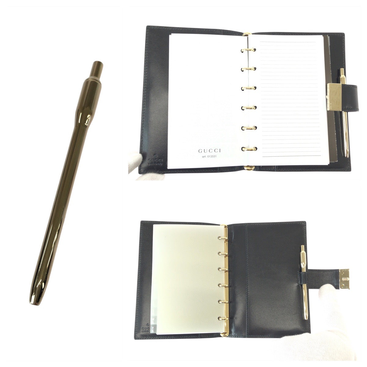 22190
GUCCI Black Silver Hardware Leather 031 0416 1066 Agenda Cover Men's ABP7
