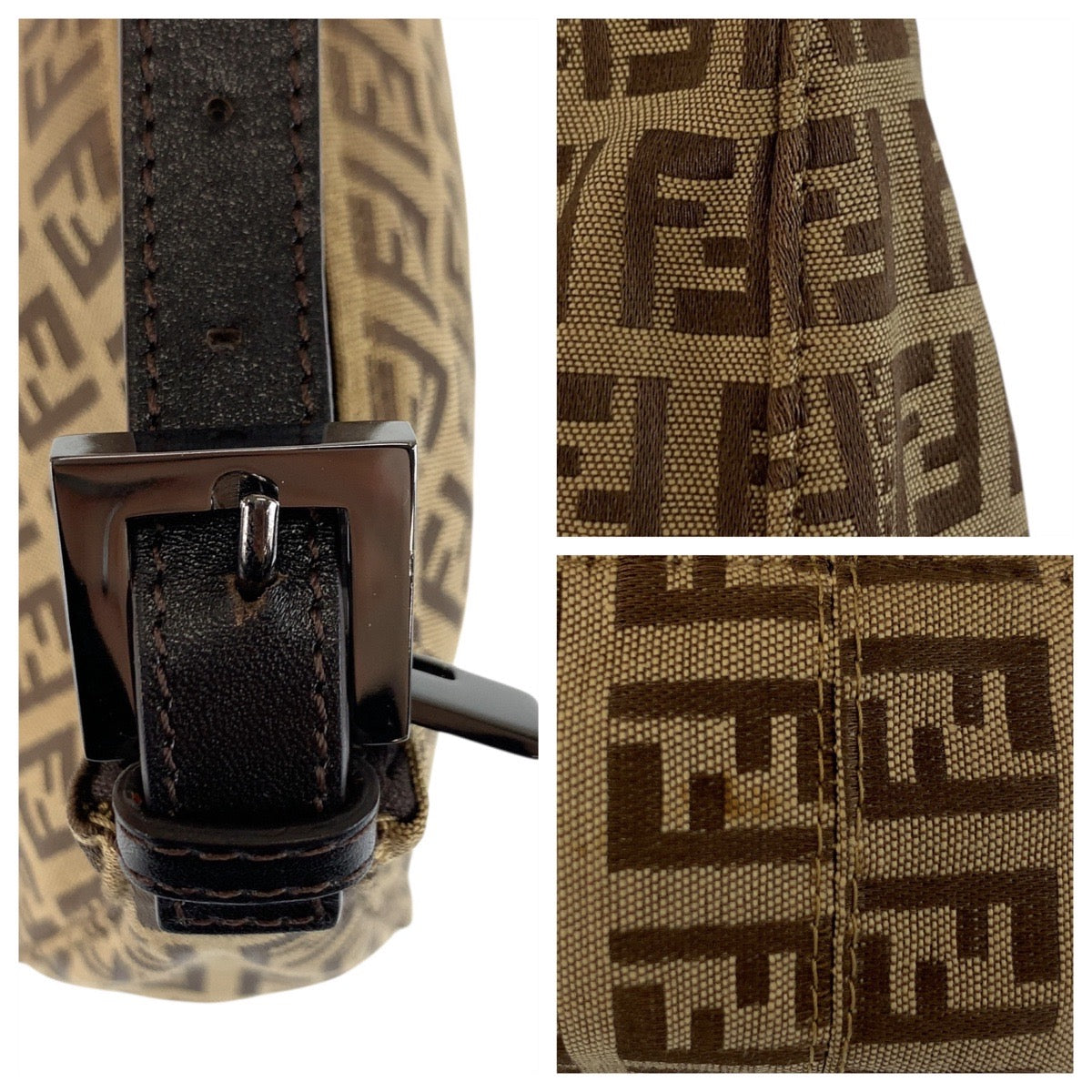 22192
FENDI フェンディ ズッキーノ ベージュ ブラウン シルバー金具 キャンバス / レザー 22288N0001019 ハンドバッグ レディース ABP35