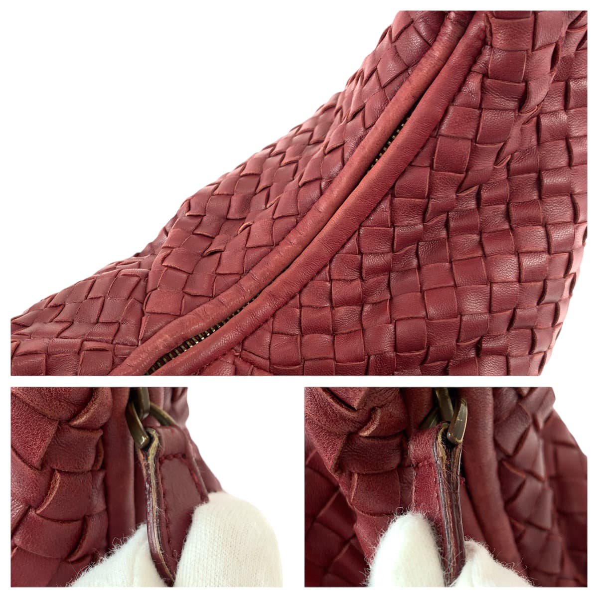 22194
BOTTEGAVENETA ボッテガヴェネタ イントレチャート ホーボー ワインレッド ボルドー ゴールド金具 レザー 115653 ショルダーバッグ ハンドバッグ レディース ABP