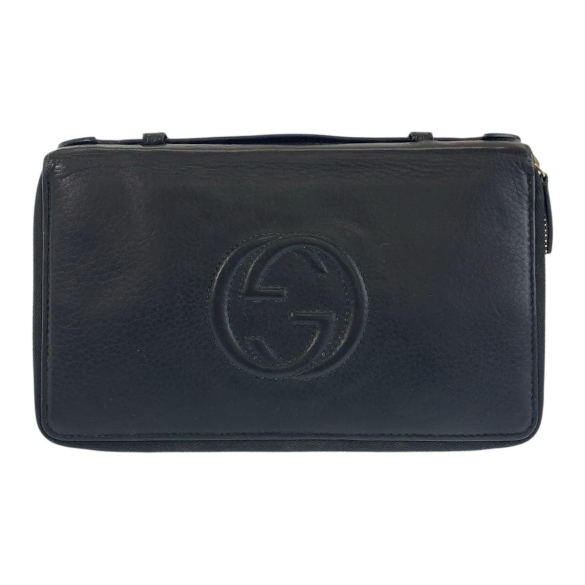 22195
GUCCI グッチ ソーホー ブラック 黒 ゴールド金具 レザー 306118 長財布 オーガナイザー トラベルドキュメントケース メンズ AB