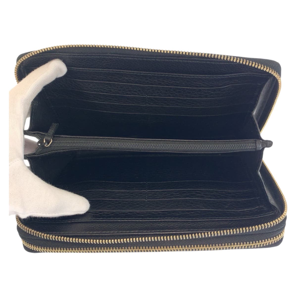 22195
GUCCI グッチ ソーホー ブラック 黒 ゴールド金具 レザー 306118 長財布 オーガナイザー トラベルドキュメントケース メンズ AB