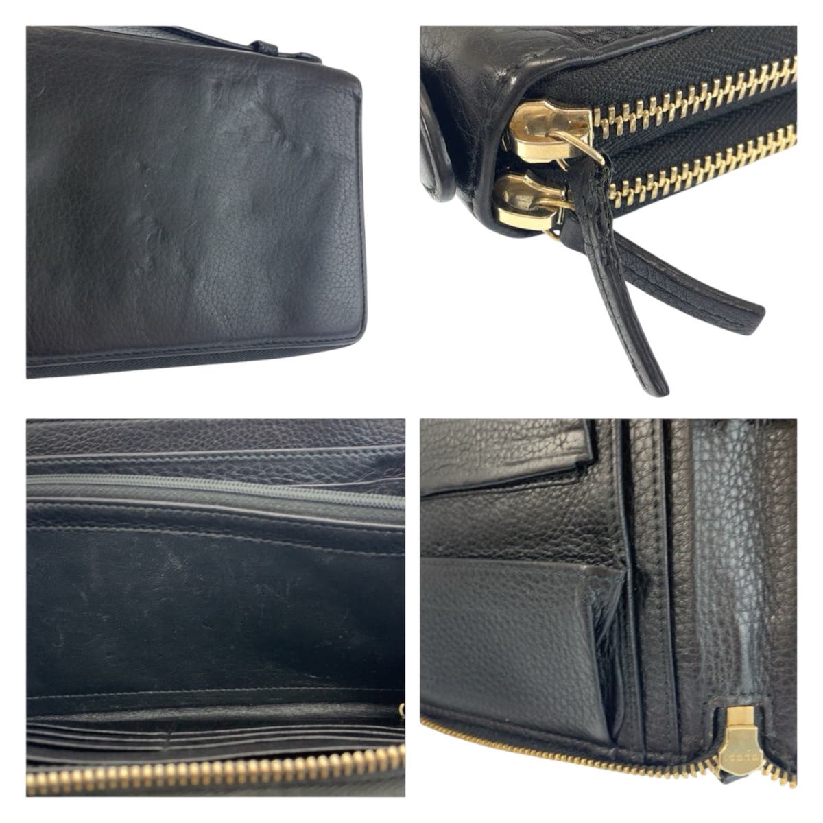 22195
GUCCI グッチ ソーホー ブラック 黒 ゴールド金具 レザー 306118 長財布 オーガナイザー トラベルドキュメントケース メンズ AB